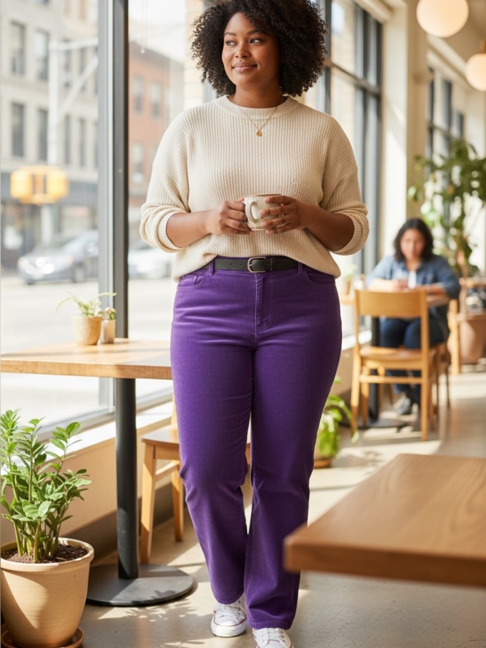 Woman Within Purple Corduroy Trousers - Deep Violet Straight Leg 1293 - Picture 1 of 11